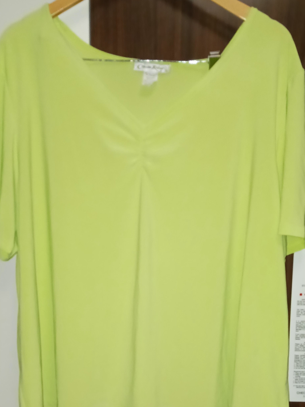 Claudia Richard Light Lime V-Neck Short Sleeve Top 3X